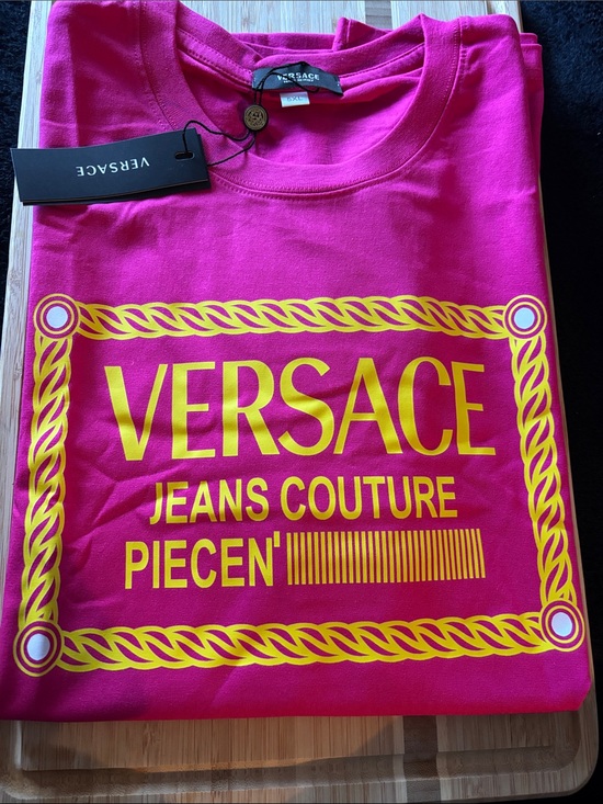 The Unbranded Brand Tops - Brand New !!  Hot Pink Tee with Yellow Logo Frame Read 👇